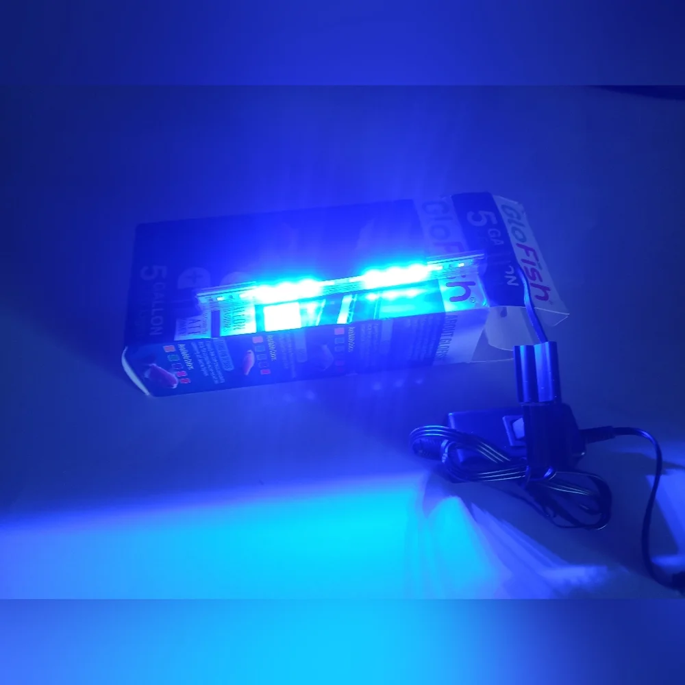 5 Gallon LED Light Aquarium Kit - Blue and White